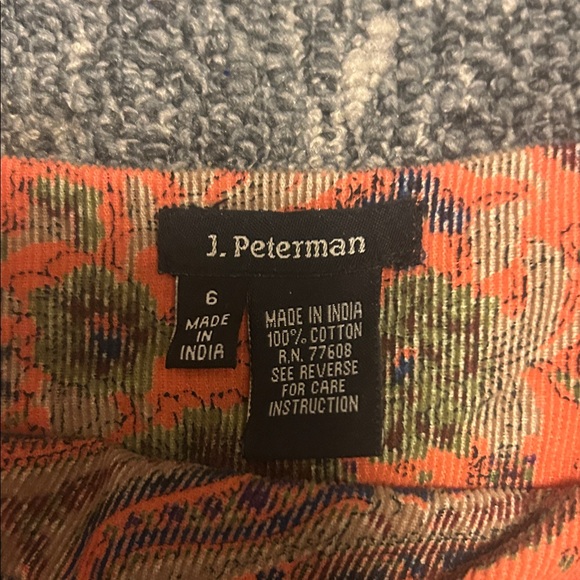 J. Peterman Vibrant corduroy Orange Paisley A-Line Skirt - Picture 2 of 5